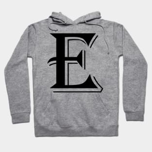 Black Letter E in vintage style Hoodie